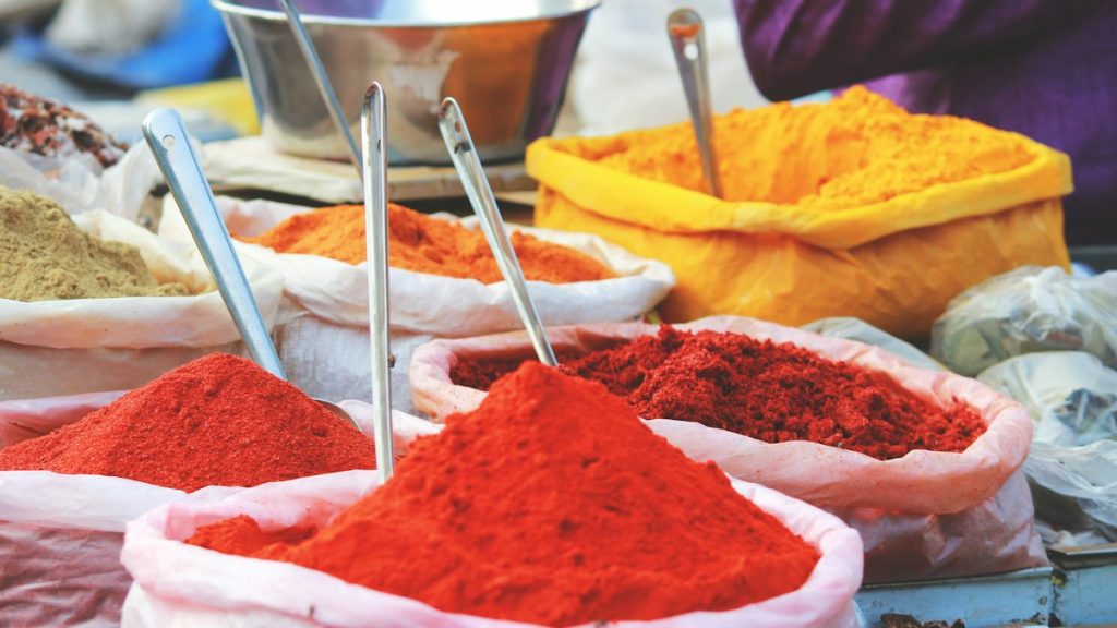 Ground spices measured out in separate portions